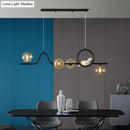 GobekUsa Modern Curve Island Ceiling Light with Glass Ball Shade for Dining Room