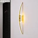 GobekUsa Curved Linear Aluminum LED Wall Sconce in Simplicity Gold/Coffee - Ideal Dining Room Lighting