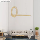 GobekUsa Modern Cut Crystal LED Brass Ceiling Light - Circular Island Lamp - 12"/16" Wide