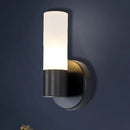 GobekUsa Modern Cylinder White Glass Sconce Lamp with 1 Black LED Light - Wall Mounted Fixture