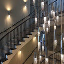 GobekUsa Crystal Staircase Chandelier: Modern LED Lighting for Living Room, Hall, or Loft