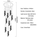 GobekUsa Crystal Staircase Chandelier: Modern LED Lighting for Living Room, Hall, or Loft