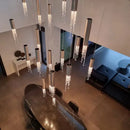 GobekUsa Crystal Staircase Chandelier: Modern LED Lighting for Living Room, Hall, or Loft