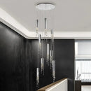 GobekUsa Crystal Staircase Chandelier: Modern LED Lighting for Living Room, Hall, or Loft