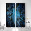 Modern dark blue forest city night view sheer curtains bedroom by Decorbites