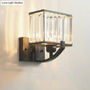 GobekUsa Modern Black/Gold Rectangle Wall Mount Sconce Light with Clear Crystal for Bedroom - 7"/18" W