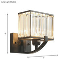GobekUsa Modern Black/Gold Rectangle Wall Mount Sconce Light with Clear Crystal for Bedroom - 7"/18" W
