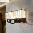 GobekUsa Modern Black/Gold Rectangle Wall Mount Sconce Light with Clear Crystal for Bedroom - 7"/18" W