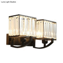 GobekUsa Modern Black/Gold Rectangle Wall Mount Sconce Light with Clear Crystal for Bedroom - 7"/18" W