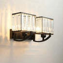 GobekUsa Modern Black/Gold Rectangle Wall Mount Sconce Light with Clear Crystal for Bedroom - 7"/18" W