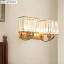 GobekUsa Modern Black/Gold Rectangle Wall Mount Sconce Light with Clear Crystal for Bedroom - 7"/18" W