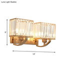 GobekUsa Modern Black/Gold Rectangle Wall Mount Sconce Light with Clear Crystal for Bedroom - 7"/18" W