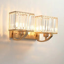 GobekUsa Modern Black/Gold Rectangle Wall Mount Sconce Light with Clear Crystal for Bedroom - 7"/18" W