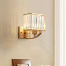 GobekUsa Modern Black/Gold Rectangle Wall Mount Sconce Light with Clear Crystal for Bedroom - 7"/18" W
