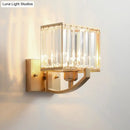 GobekUsa Modern Black/Gold Rectangle Wall Mount Sconce Light with Clear Crystal for Bedroom - 7"/18" W