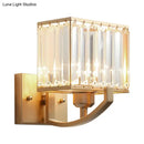 GobekUsa Modern Black/Gold Rectangle Wall Mount Sconce Light with Clear Crystal for Bedroom - 7"/18" W
