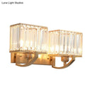 GobekUsa Modern Black/Gold Rectangle Wall Mount Sconce Light with Clear Crystal for Bedroom - 7"/18" W