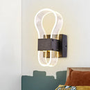 GobekUsa Modern Cuboid Metal LED Wall Lamp with Arc Ring Acrylic Shade in Black – White/Warm Light