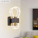 GobekUsa Modern Cuboid Metal LED Wall Lamp with Arc Ring Acrylic Shade in Black – White/Warm Light