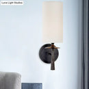 GobekUsa Modern Black Wall Sconce Light with White Glass Shade - 1 Head Cylindrical Fixture