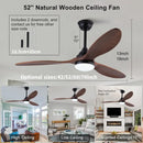 GobekUsa 52 Inch Wood Blade Ceiling Fan with Remote Control and Lights