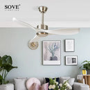 GobekUsa 52" DC Remote Control Plastic Blade Ceiling Fan (No Lights)