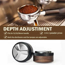 GobekUsa Espresso Distribution Tool & Tamper - Adjustable Depth, Wooden, 51/53/58mm Sizes
