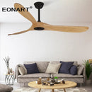 GobekUsa 60" Solid Wood DC Ceiling Fan Without Light & Remote Control