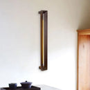 GobekUsa Stylish Asian Wooden LED Wall Sconce in Dark Brown - Ideal for Study Room & Bathroom Lighting