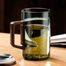 Modern dark green glass tea cup set with wooden handle dining room by Decorbites