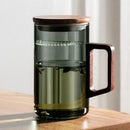 Modern dark green glass tea cup set with wooden handle dining room by Decorbites