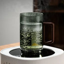 Modern dark green glass tea cup set with wooden handle dining room by Decorbites