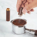 Modern dark wood espresso coffee stirrer – kitchen needle distributor by Decorbites