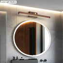 GobekUsa Dark Wood Nordic Linear Wall Sconce Bathroom LED Light with Acrylic Shade