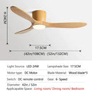 GobekUsa 52" Low Floor Fan Lights Wood Blade Remote Control Ceiling Fan Strong Winds