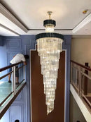 GobekUsa Crystal Black Clear LED Chandelier Lighting for Staircase Foyer