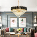 GobekUsa Crystal Black Clear LED Chandelier Lighting for Staircase Foyer