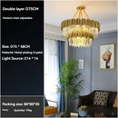 GobekUsa Crystal Gold Chandelier LED Ceiling Pendant for Living Room Bedroom Kitchen Island
