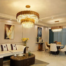 GobekUsa Crystal Gold Chandelier LED Ceiling Pendant for Living Room Bedroom Kitchen Island