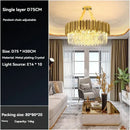 GobekUsa Crystal Gold Chandelier LED Ceiling Pendant for Living Room Bedroom Kitchen Island