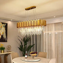 GobekUsa Crystal Gold Chandelier LED Ceiling Pendant for Living Room Bedroom Kitchen Island