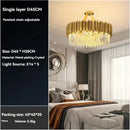 GobekUsa Crystal Gold Chandelier LED Ceiling Pendant for Living Room Bedroom Kitchen Island