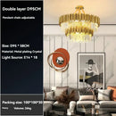 GobekUsa Crystal Gold Chandelier LED Ceiling Pendant for Living Room Bedroom Kitchen Island