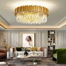 GobekUsa Crystal Gold Chandelier LED Ceiling Pendant for Living Room Bedroom Kitchen Island