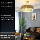GobekUsa Crystal Gold Chandelier LED Ceiling Pendant for Living Room Bedroom Kitchen Island