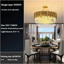 GobekUsa Crystal Gold Chandelier LED Ceiling Pendant for Living Room Bedroom Kitchen Island