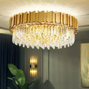 GobekUsa Crystal Gold Chandelier LED Ceiling Pendant for Living Room Bedroom Kitchen Island