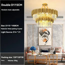GobekUsa Crystal Gold Chandelier LED Ceiling Pendant for Living Room Bedroom Kitchen Island