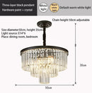 GobekUsa Crystal Gold Black LED Chandelier - Multi-Storey Modern Round Pendant Lamp