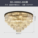 GobekUsa Crystal Gold Black LED Chandelier - Multi-Storey Modern Round Pendant Lamp